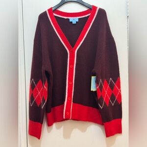 CeCe women’s red and burgundy cardigan size M